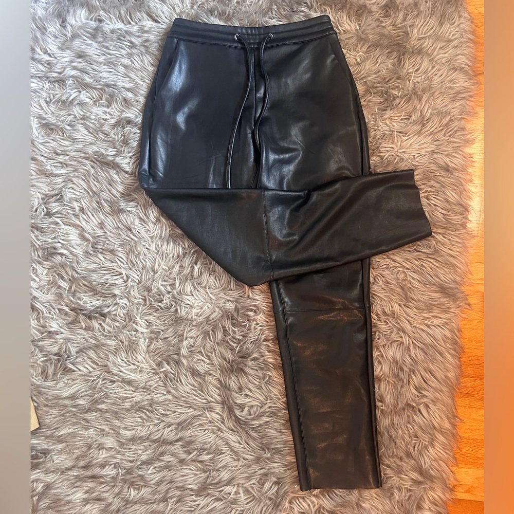 Faux Leather Black Cropped Pants